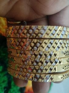 Brass Gold 6 Bangle Set