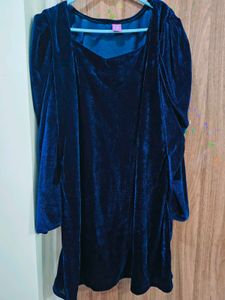 Navy Blue Velvet Dress