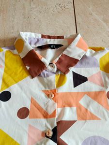Geometric Print Button-Down Shirt