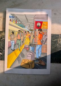 Railway Station Artwork/ Painting on sheet