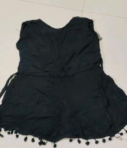 Elegant Black Kurta with Lace Neckline