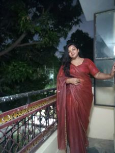 Party wear brown saree with blouse