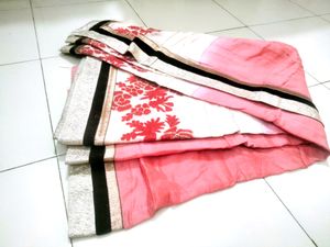 Peach N Cream Colour Saree