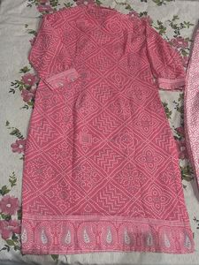 Pink Bandhani Kurta Set