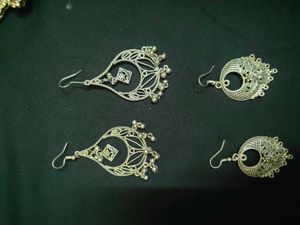 Traditional Silver Tone Jhumka Earrings