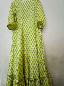 Beautiful Yellow Floral long kurta