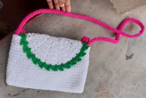 Handmade Crochet  Bag with Flowers