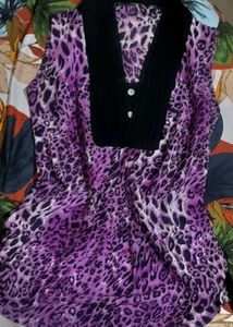 Purple Leopard Print Sleeveless Top