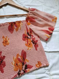 Floral Smocked Square Neck Top