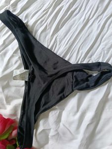 Chic Black Bikini Bottom with Rose Detail