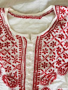 Elegant White Embroidered Kurta