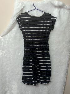 Striped Black & White Casual Dress