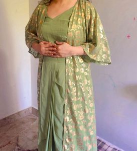 Stylish Green Ethnic Skirt Set