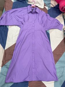 Purple Button-Down Shirt Dress