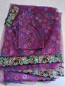 Elegant Purple net Saree