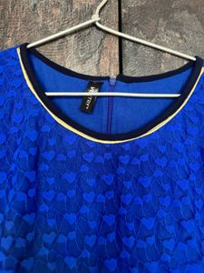 Vibrant Blue Heart Print Top