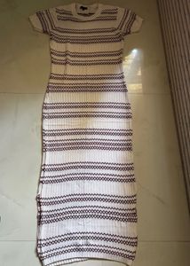 White Knit Dress with Geometric Pattern