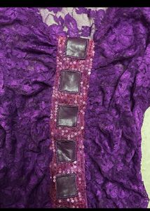 Purple Whimsical sequin embellished top