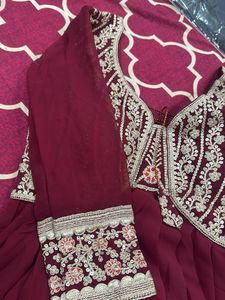 Elegant Embroidered Maroon Gown in m or l size