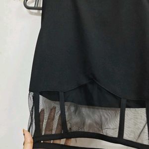 Sheer Panel Black Crop Top