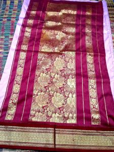 Elegant Lavender Saree with Gold Border