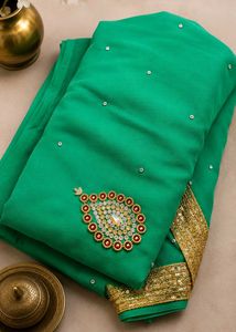 Emerald Green Embellished Saree