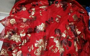 Red Floral crop top and long skirt