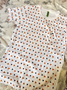 Lacoste White Triangle Print T-Shirt