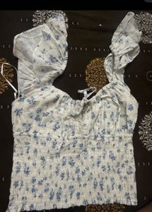 Floral Print Smocked Crop Top
