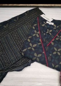 Stylish Blue Printed Kurta Set
