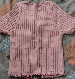 Cute Pink Knit Tie-Front Top(SAVANA)