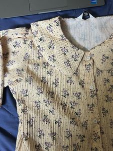 Korean Floral Print Button-Down Top
