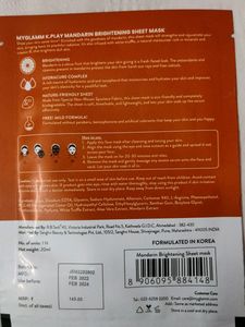Myglamm K. Play Mandarin Brightening Sheet Mask