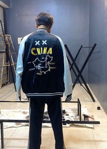 Stylish Varsity Jacket with China Map Design