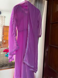 Elegant Purple Anarkali Kurta Set