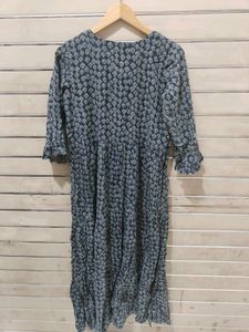 Navy Blue Printed Maxi Dress