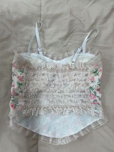 Floral Lace Trim Cami corset Top