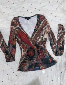 Boho Paisley V neck Top