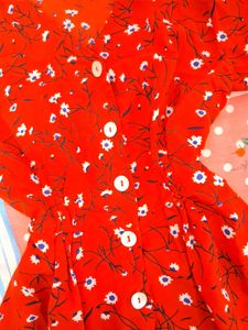 Red Floral Button-Up Dress