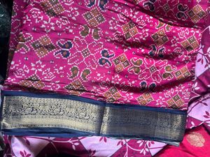 Pink Ikat Silk Saree
