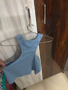 Blue Twisted Crop Top