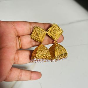 2 Ethnic Jhumka &amp; 1 Stud Earring