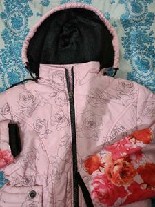 Floral Print Puffer Jacket With Detachable Cap