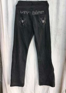 9249. Spider Embroidered Black Jeans