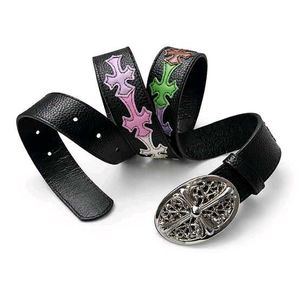 Rare black chrome hearts belt