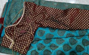 Elegant Teal Embroidered Saree