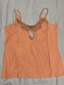 Peach Lace Trim Camisole for women and girls