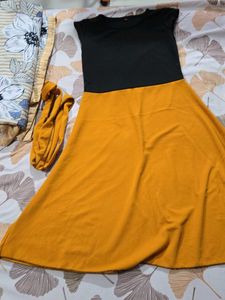 Two-Tone Fit & Flare Dress with Belt