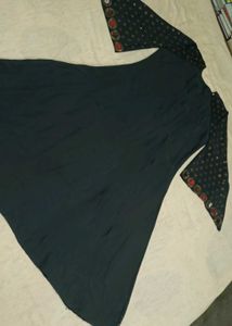 Dark Grey Floral Stone Work Nida Fabric Naqab with