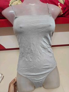 Grey Spaghetti Strap Bodysuit